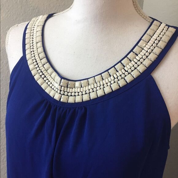 Banana Republic Royal Blue Beaded Tank - Picture 2 of 7